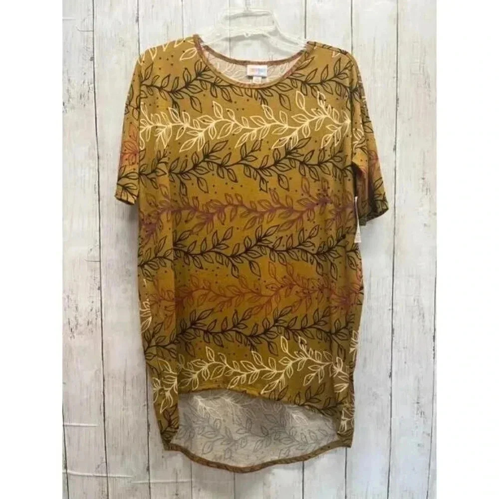 NWT LULAROE IRMA SIZE S MULTICOLOR LONG TOP BLOUSE SHORT SLEEVE